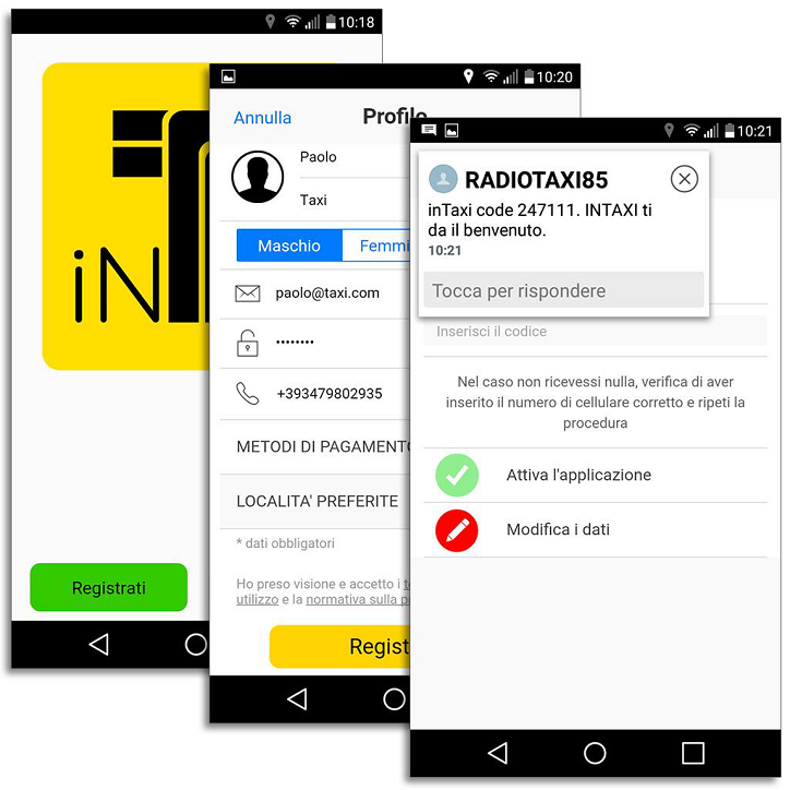 registrazione intaxi - come funziona l'app per prenotare il taxi a milano